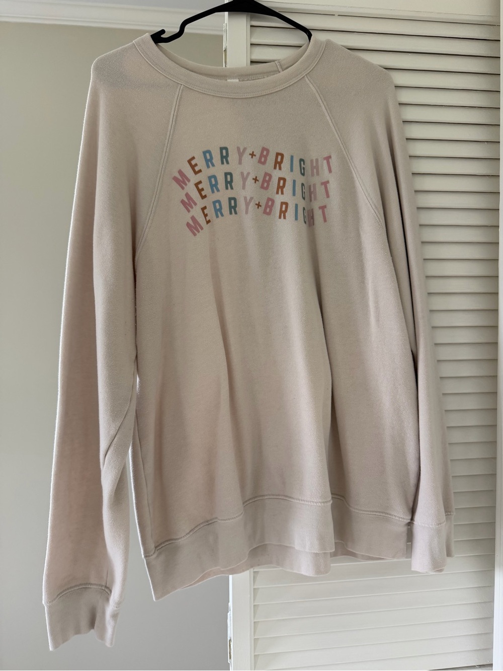 Bella Canvas Cream "Merry + Bright" Pullover Sweatshirt